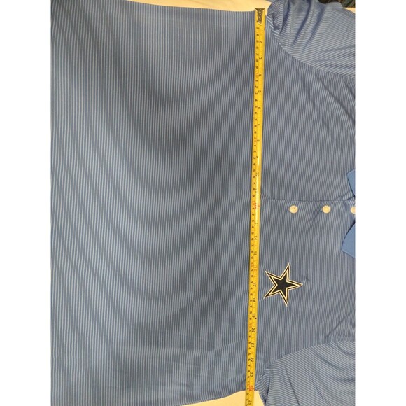 Dallas Cowboys Authentic Men’s Polo Shirt L Blue Pinstripe Embroidered Star NFL - Picture 5 of 10
